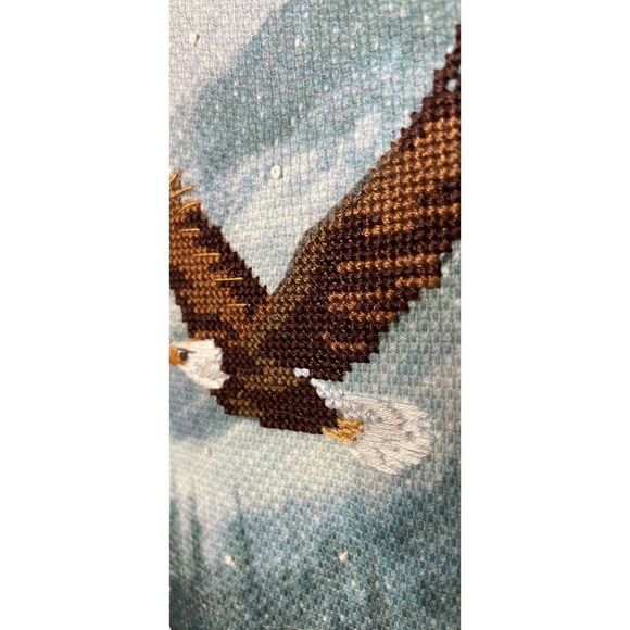 Spirit of the Wild Bald Eagle Framed Cross Stitch Art - Picture 4 of 7